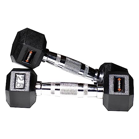 Kore Rubber Coated Professional-2.5 Kg-(Set of Two) Hexa Fixed Dumbbells Home Gy