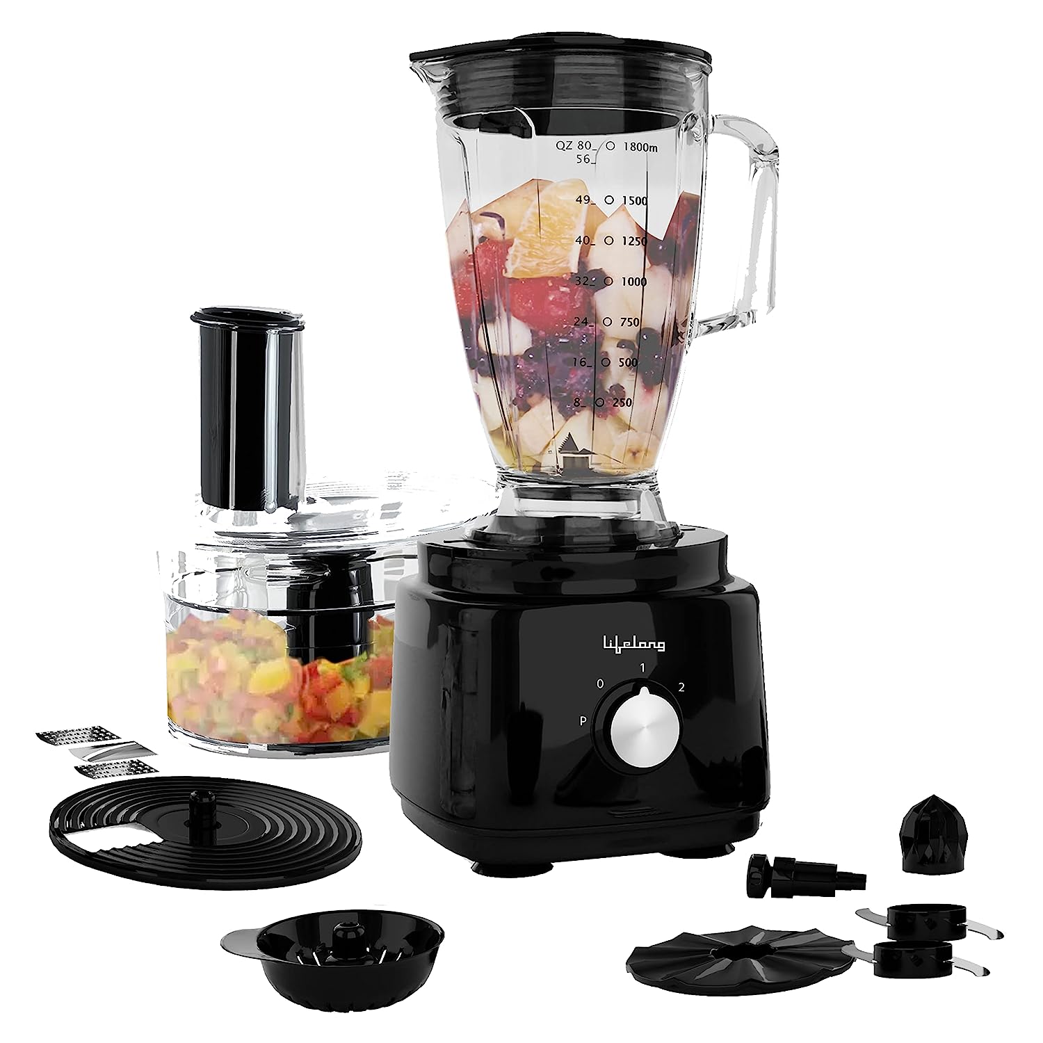 Lifelong LLFPR01 Prozessoren 800 Watts Food Processor with BlenderJar, Accessori