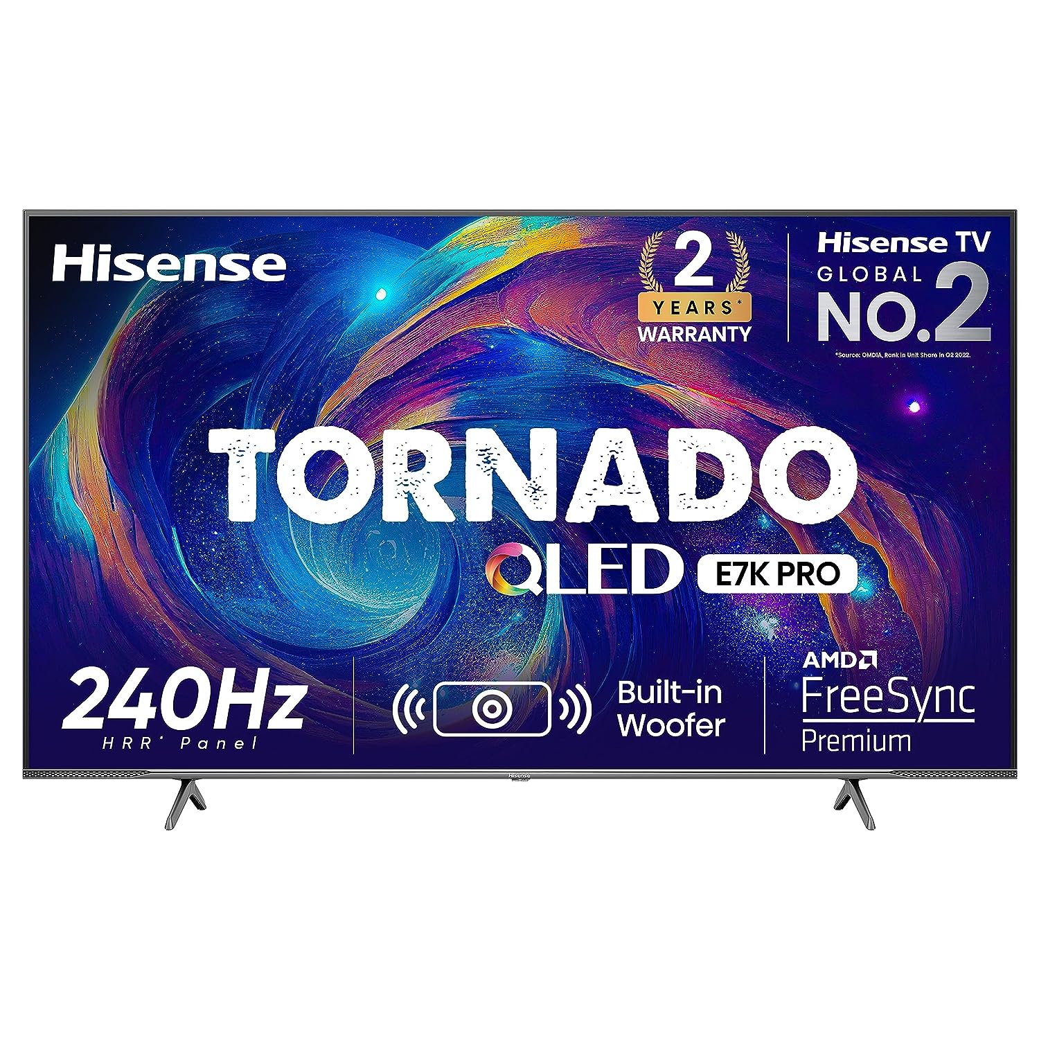 Hisense 139 cm (55 inches) Tornado Series 4K Ultra HD Smart QLED TV 55E7K PRO (D