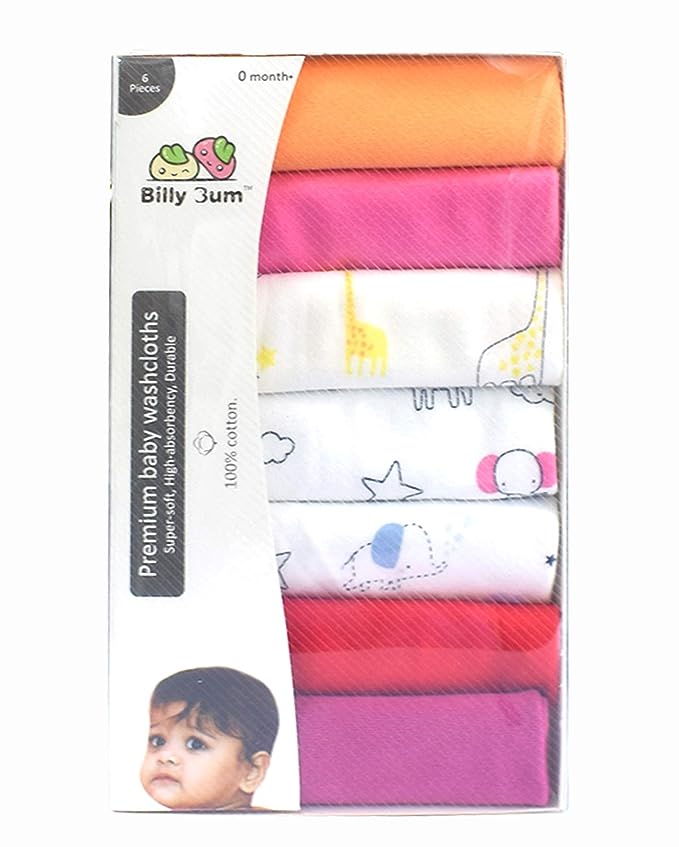 Billy Bum Washcloth for New Born 100% Hosiery Cotton/Reusable Extra Soft Face To