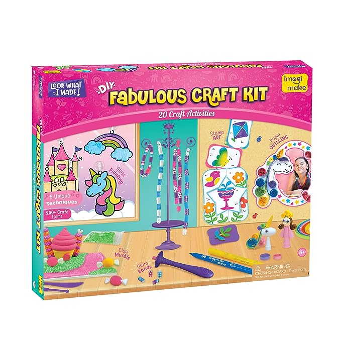 Imagimake Fabulous Craft Kit-Arts and Crafts for Kids ages 6-8-Suncatcher Kits f
