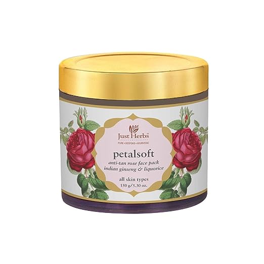Just Herbs PetalSoft Antitan Rose Face Pack For All Skin Types (Parabens and SLS