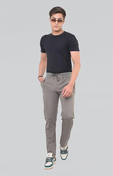 Casuals Men Cotton Twill Belt Rib Lower | Solid Cotton Twill Fabric Casual Pants