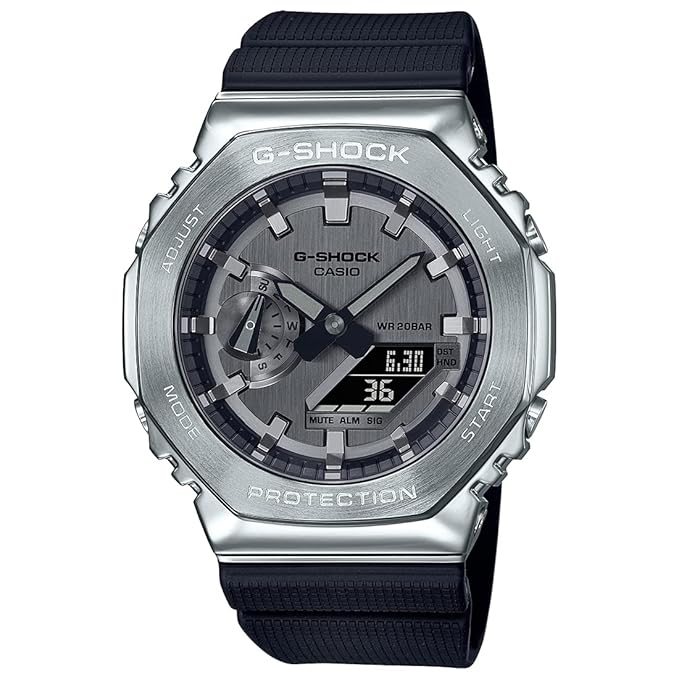 Casio G-Shock GM-2100-1ADR Silver Analog-Digital Dial Black Resin Strap Men's Wa