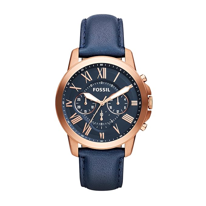 Fossil Men Leather Analog Blue Dial Watch-Fs4835Ie, Band Color-Blue