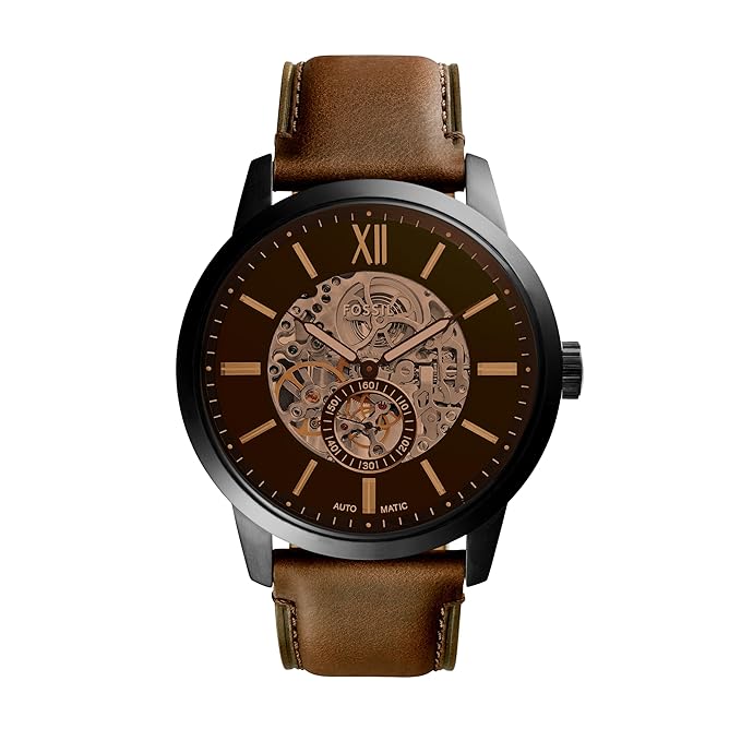 Fossil Men Leather Townsman Analog Black Dial Watch-Me3155, Brown, Free Size, Ba